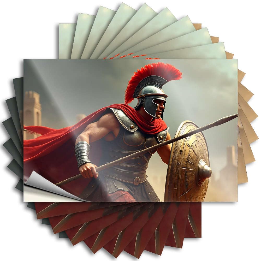 Lettering Sticker Happy Retro Garage A Roman Soldier in Full Armor, Ready for Battle. - No Residue Decals for Teens(8X12CM)