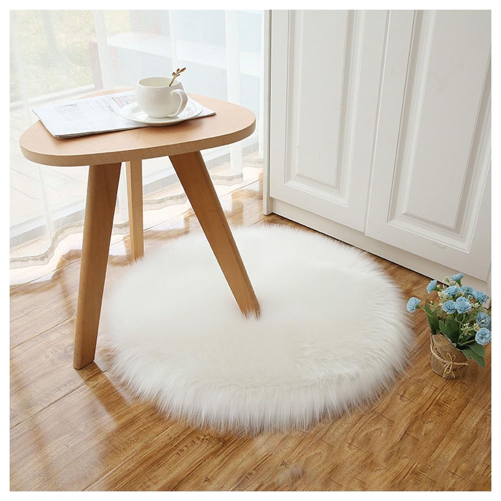 Tapis à poils longs blanc 90 cm moelleux fausse peau mouton