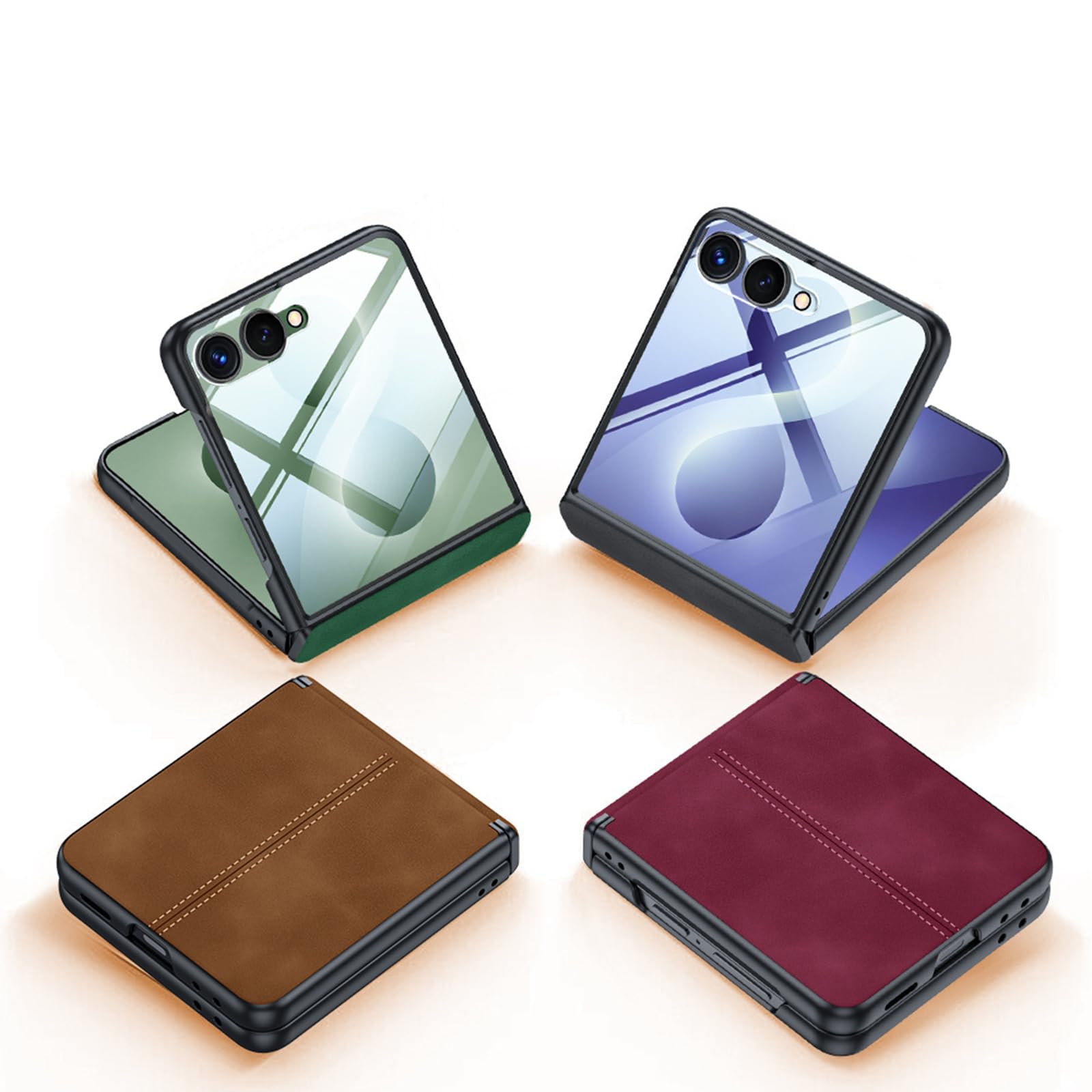 Étui Pour Samsung Galaxy Z Flip 8, Screen Protection Mince Coque Cuir Rétro