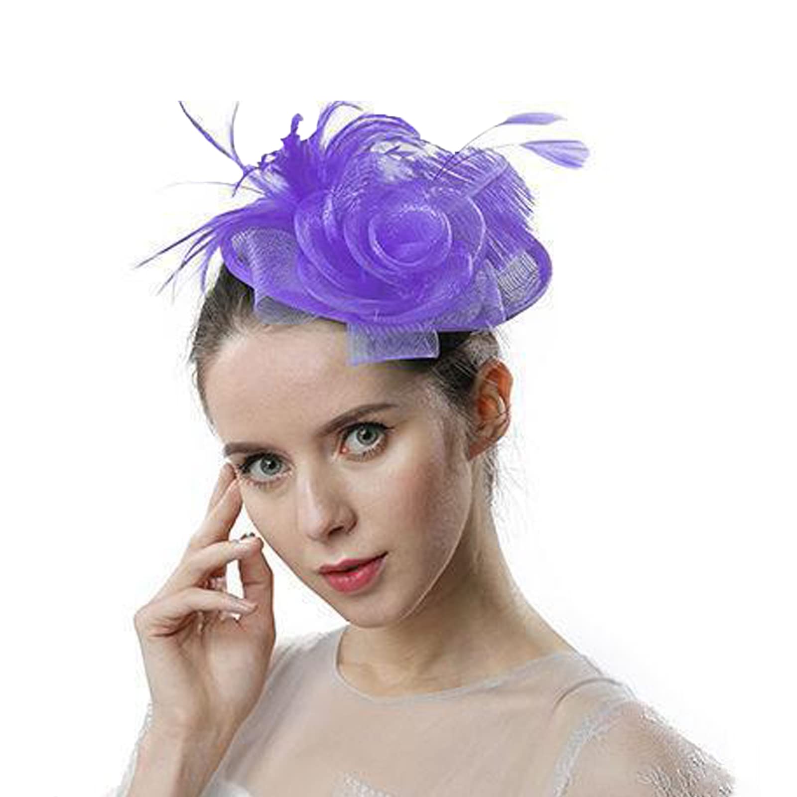 XINCHIA Ladies Flower Feather Fascinator Hat Veil Net Headband Clip Pillbox Hat Wedding Bridal Hair Clip Headpiece Top Hat Race Ascot Cocktail Tea Party Headwear Bowler Hat Banquet Hair Accessories