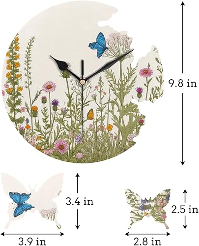 Miniatura 2 de Reloj de pared silencioso sin tictac con diseño de mariposa, reloj decorativo analógico de 9.8 pulgadas para cocina, sala de estar, dormitorio,