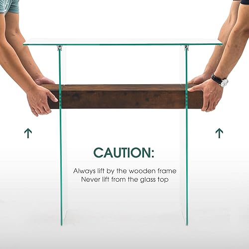 Miniatura 22 de ivinta Mesa consola de cristal con almacenamiento, mesa de sofá moderna de 39.4 pulgadas para sala de estar, vestíbulo, pasillo, dormitorio 5101