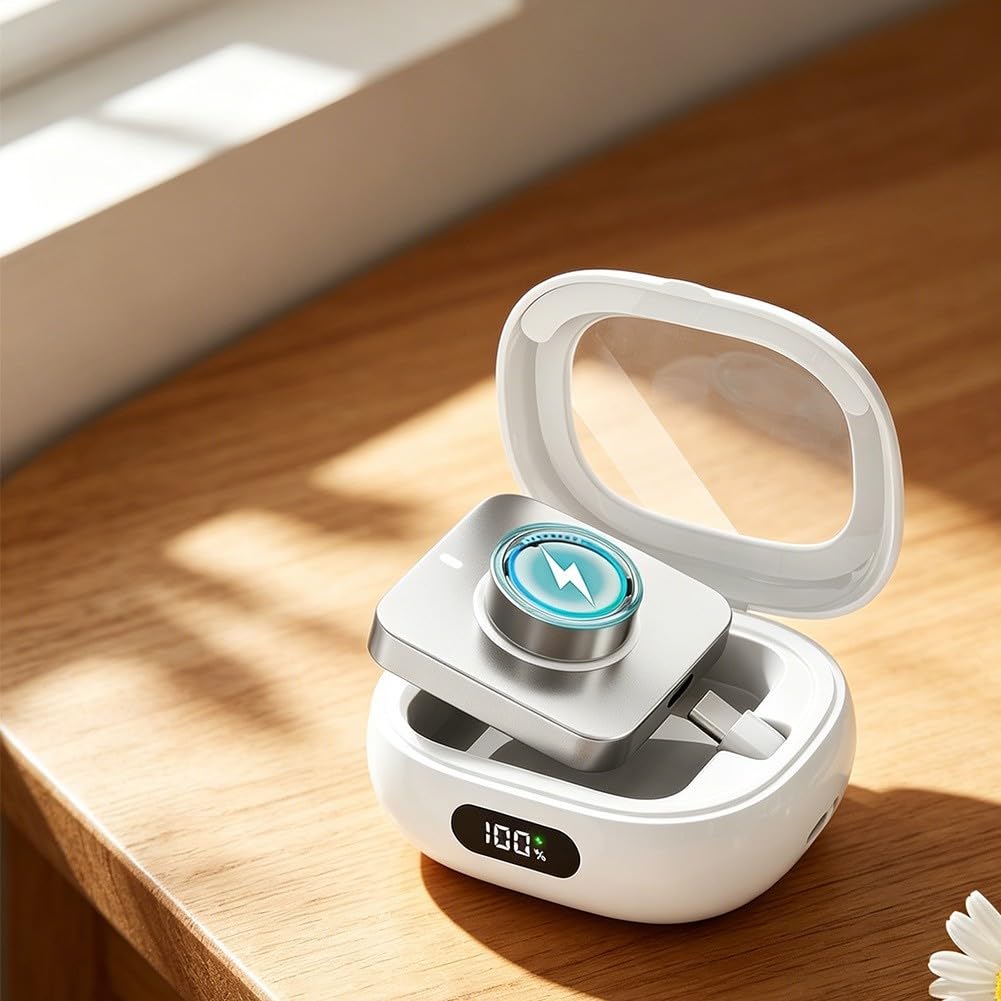 Startbuymore Oura Ring 4 Ladehülle, 2000 mAh Ladehülle, kompatibel mit OURA Ring Gen 4 und mit Echtzeit-Akkuüberwachung und 45-Tage-Standby-Zeit (Silber)