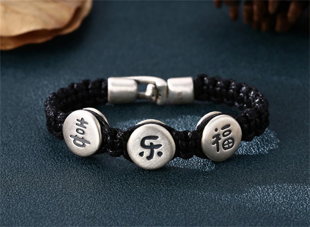 S925 Bracciale in Argento Sterling Con Testo in Corda Di Cuoio Intrecciata, Bracciale Intrecciato Di Moda Personalizzato Da Donna