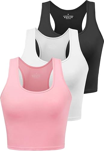 Porvike - Camisetas deportivas ombligueras con espalda cruzada para mujer, de entrenamiento, para correr, yoga, de algodón, sin mangas, para