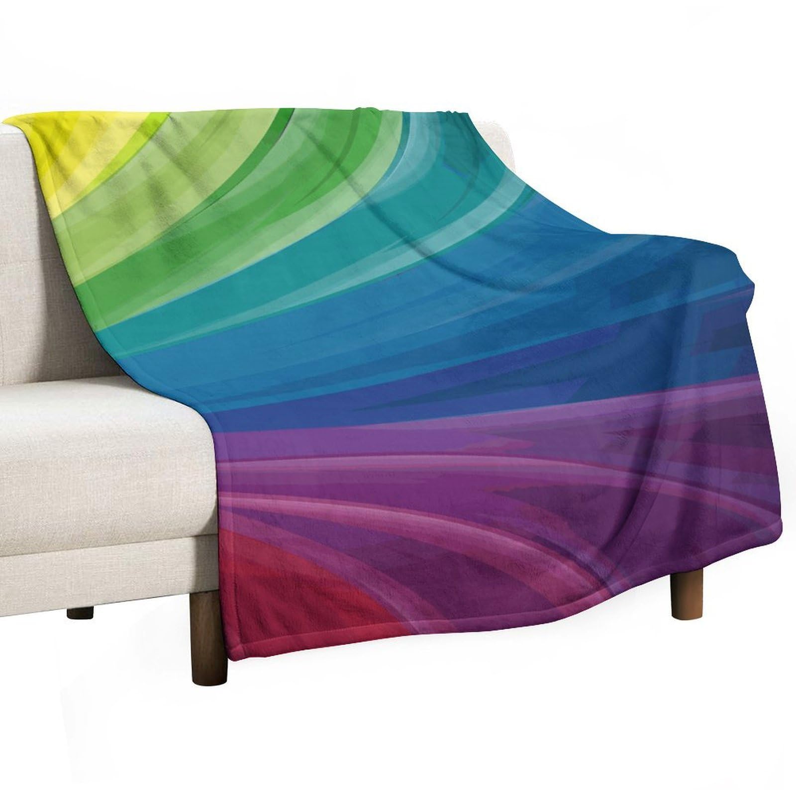 MHYRAC Flannel Blanket, Colourful Rainbow Throw Blanket for Couch Sofa Bed Office, Soft And Comfortable Without Pilling