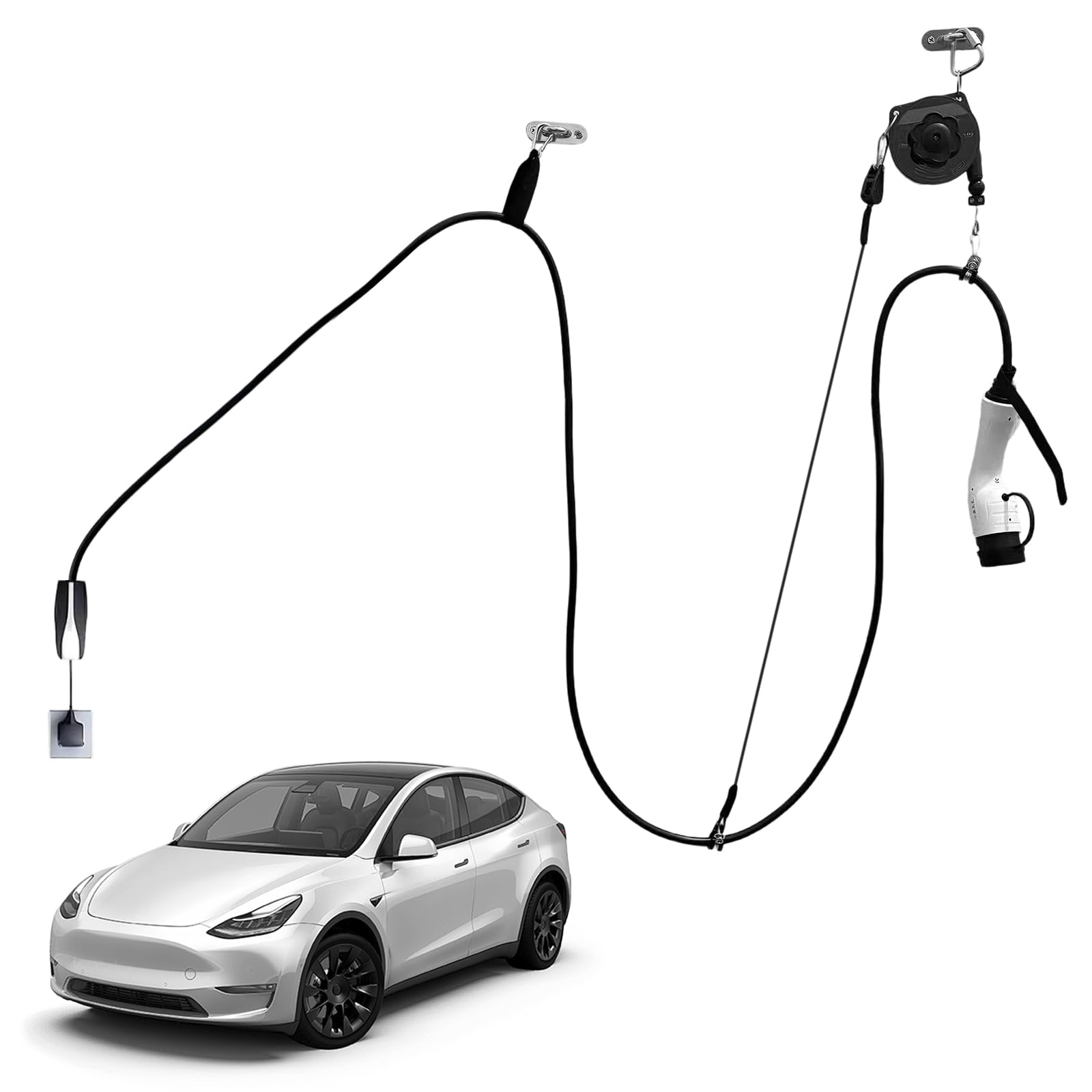 Sistema de suspensión automática para cable de carga de coche eléctrico – Soporte de carga inalámbrico para garaje, garaje o pared