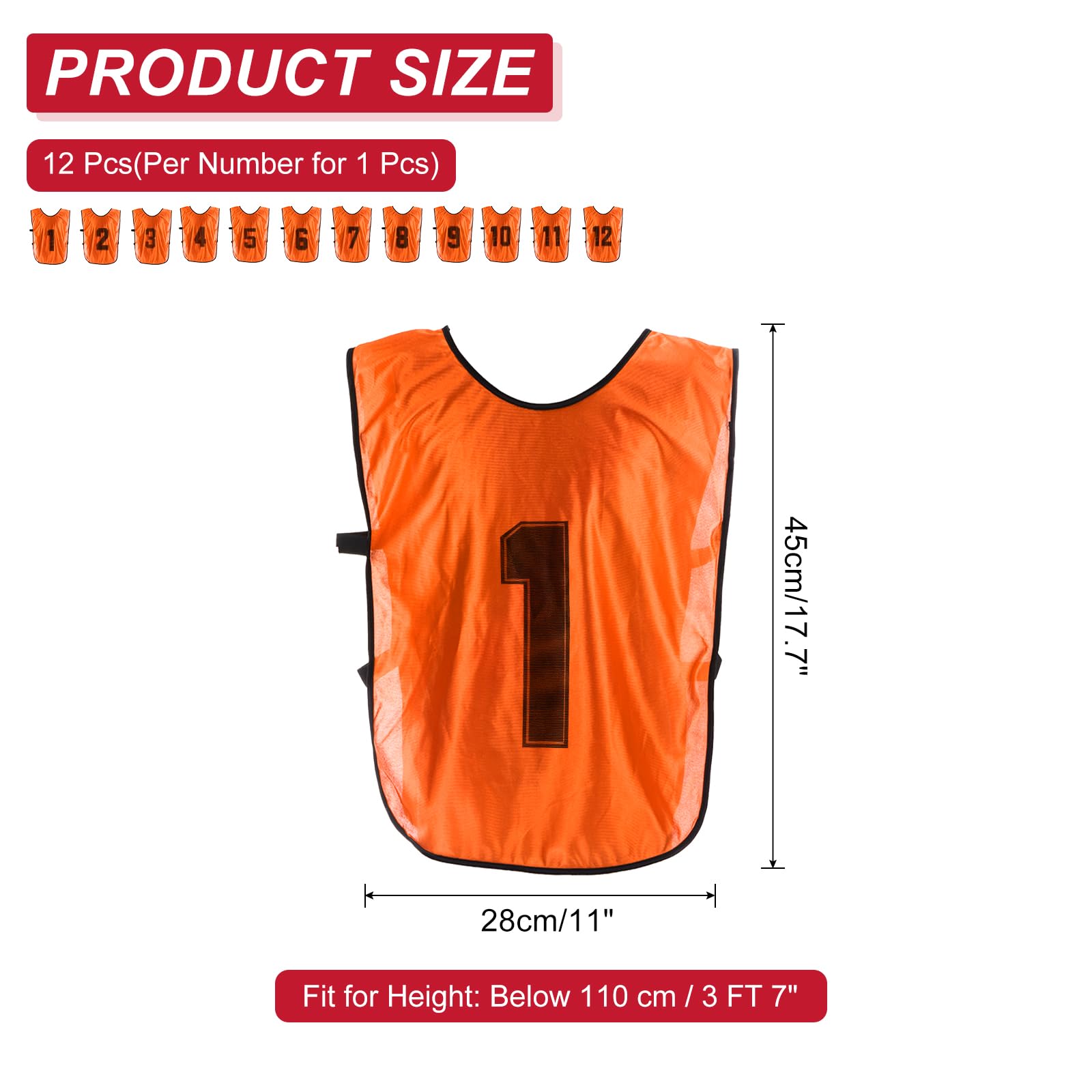 PATIKIL Fußball Leibchen Fussball Herren Trainingsweste, Stück Hallenfussball Umkehrbare Nummerierte Fussballtraining Leibchen mit Gürtel für Volleyball Jugendliche
