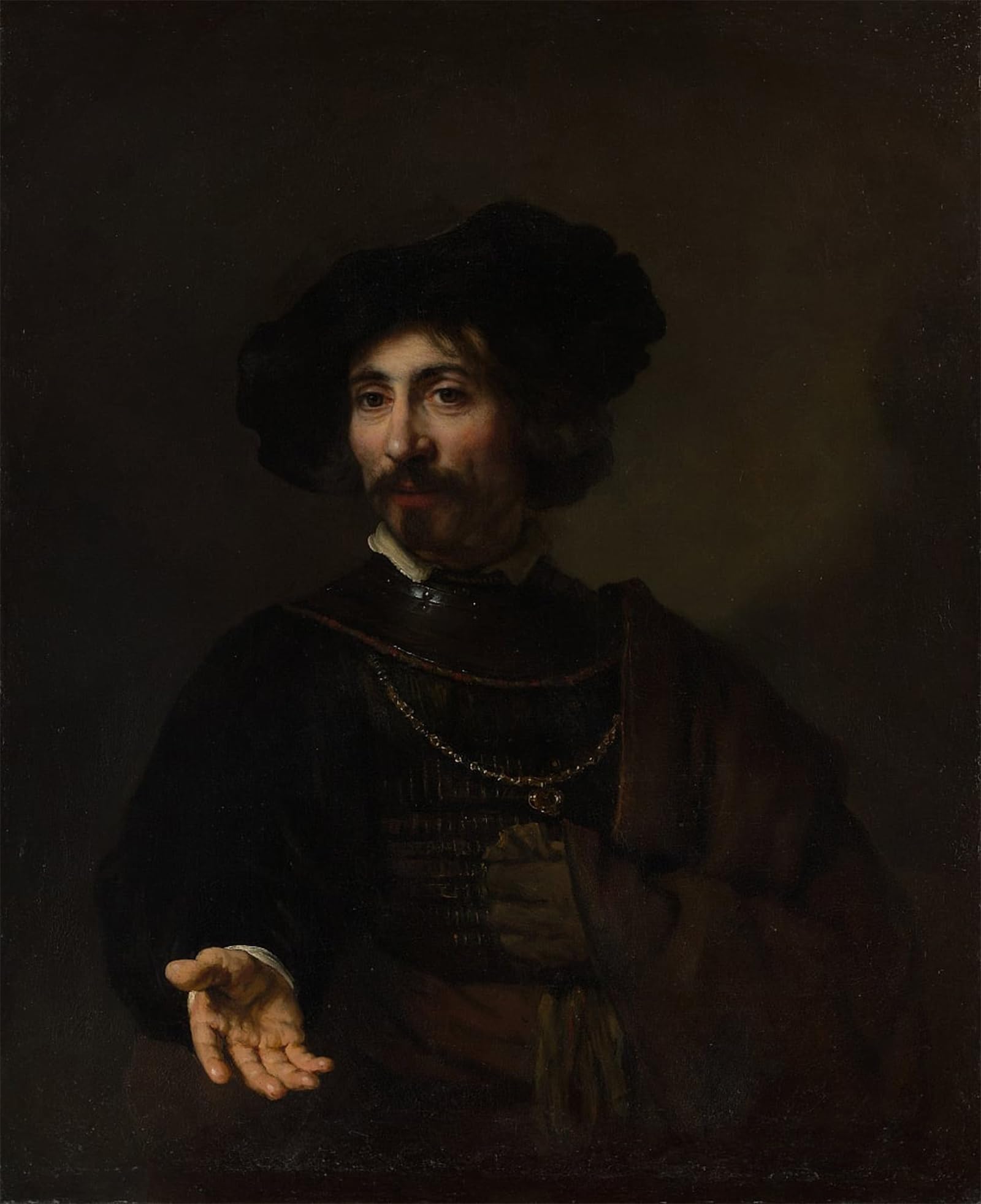 POSTERIIk Famous Print Pop Art Wall Art Graffiti Portrait of a man with a Gorget by Rembrandt van Rijn Art Prints for Home Decor 60x90cm