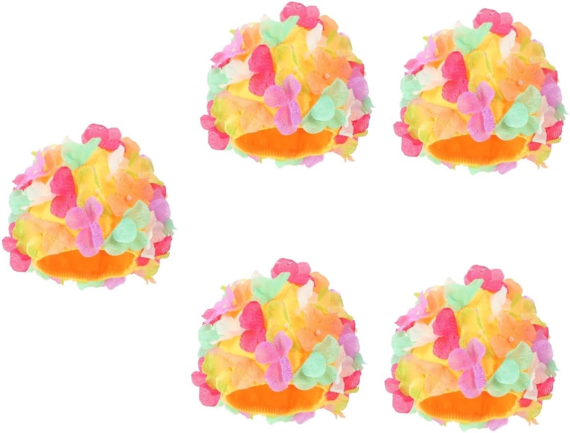 Yardwe 5pcs Flower Swimming Cap for Women Comfortable Stretchy Floral Swim Cap and Breathable Material for Swimming and Bathing