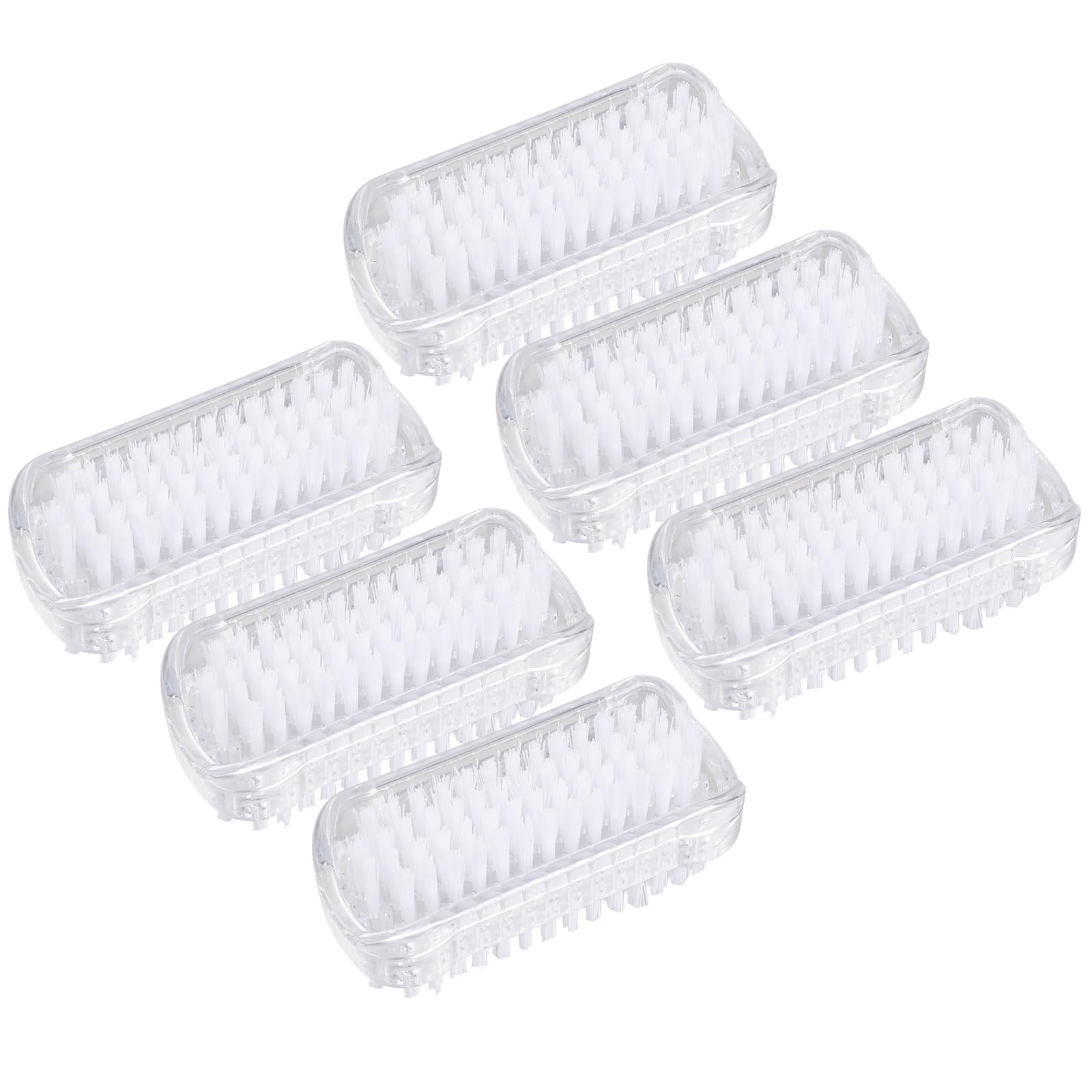 Larcele 6pcs Nail Brush Double Sided Plastic Hand Scrubbing Cleaning Brush for Cleaning Hand Toes Nail Home Garden Salon use MJS-04 (Transparent)