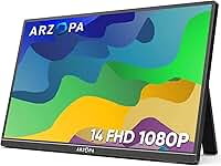 Monitor Portátil ARZOPA A1S 14" IPS Full HD 1080p 60Hz Ultrafino 0,16" Leve 0,6kg Anti-Reflexo USB-C (Vídeo+Energia) Mini HDMI Alto-falantes Plug and Play