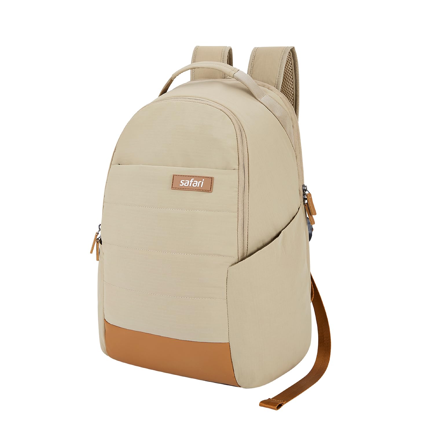 Safari Dormio 24L Laptop Backpack Bag for Men & Women, Casual 2 Compartment School Bag for Boys & Girls, Comes with Smart Trolley Sleeve, Organizer & Bottle Holder, Office Bag, Color Beige