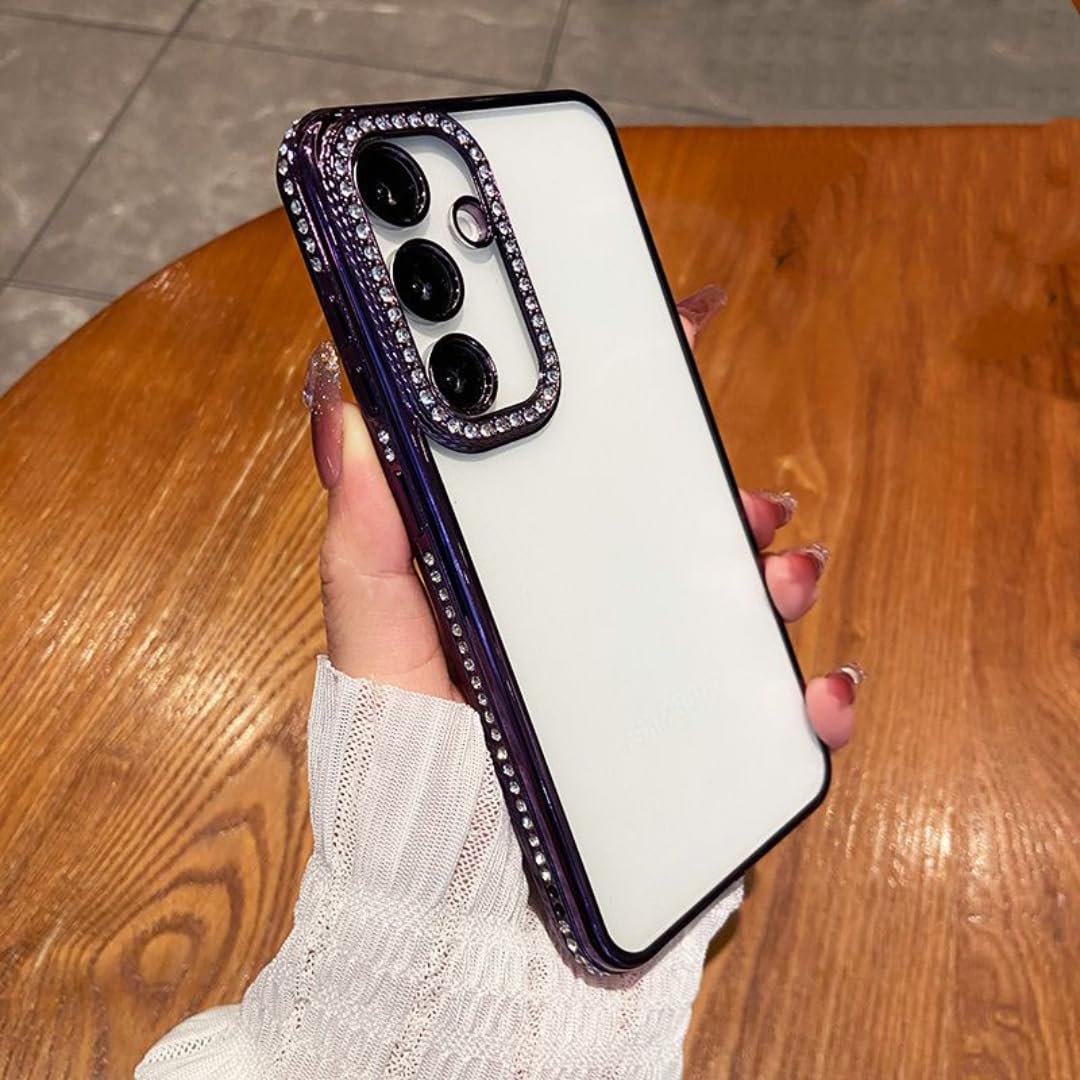 Coque Samsung S23 Plus transparente à paillettes violettes