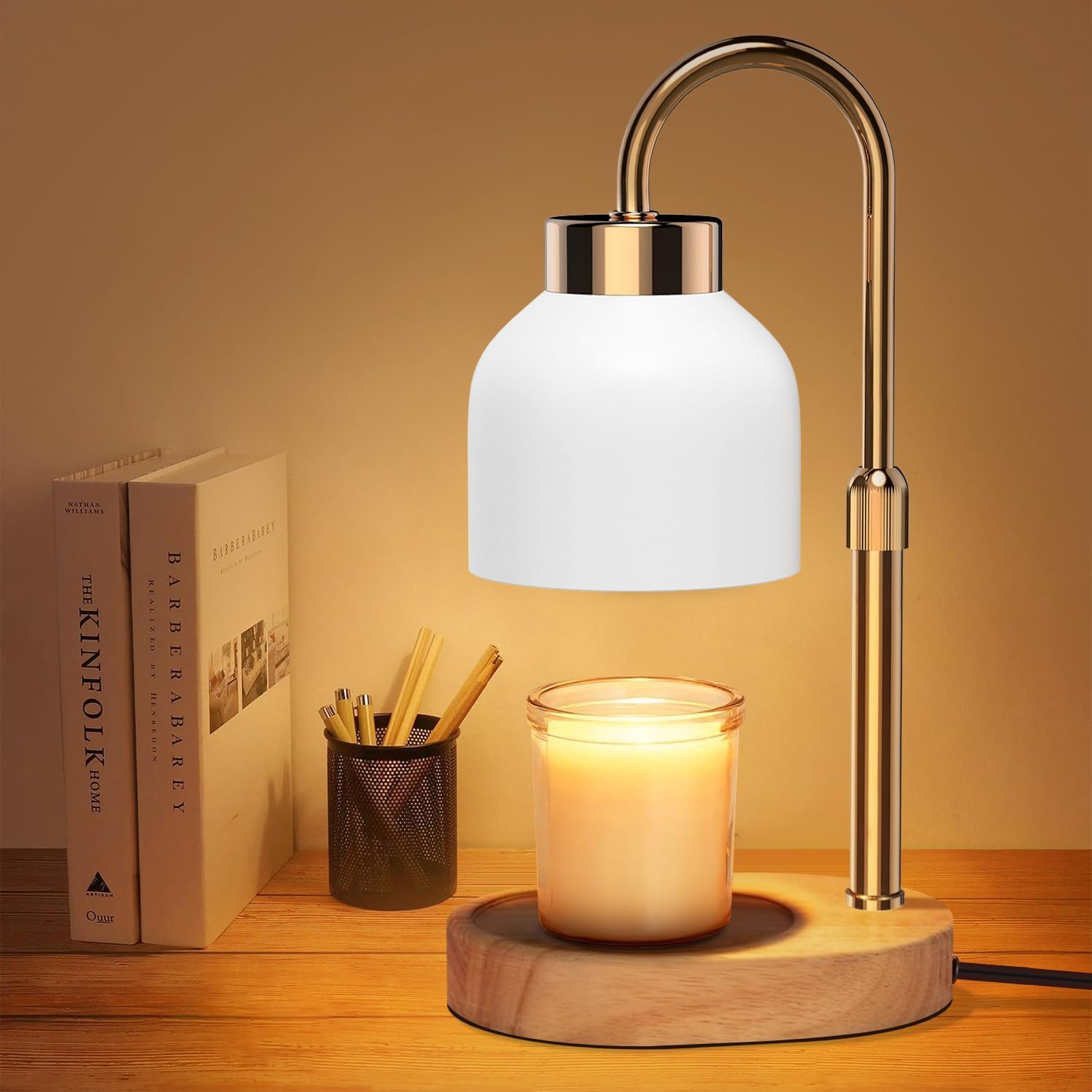Loowoko Lampada Scalda Candela Lampada Aroma Diffusore Elettrica con Timer e Dimmer Scaldacandela Vintage con 2 Lampadine