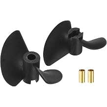 sourcing map 2pcs RC Boat Propeller, 2 Blades Propellers 4.8mm Hole Dia 45mm OD 40mm Pitch CW Clockwise Rotating Drill Propeller with Hub for RC Boat, DIY Ship Model, Black