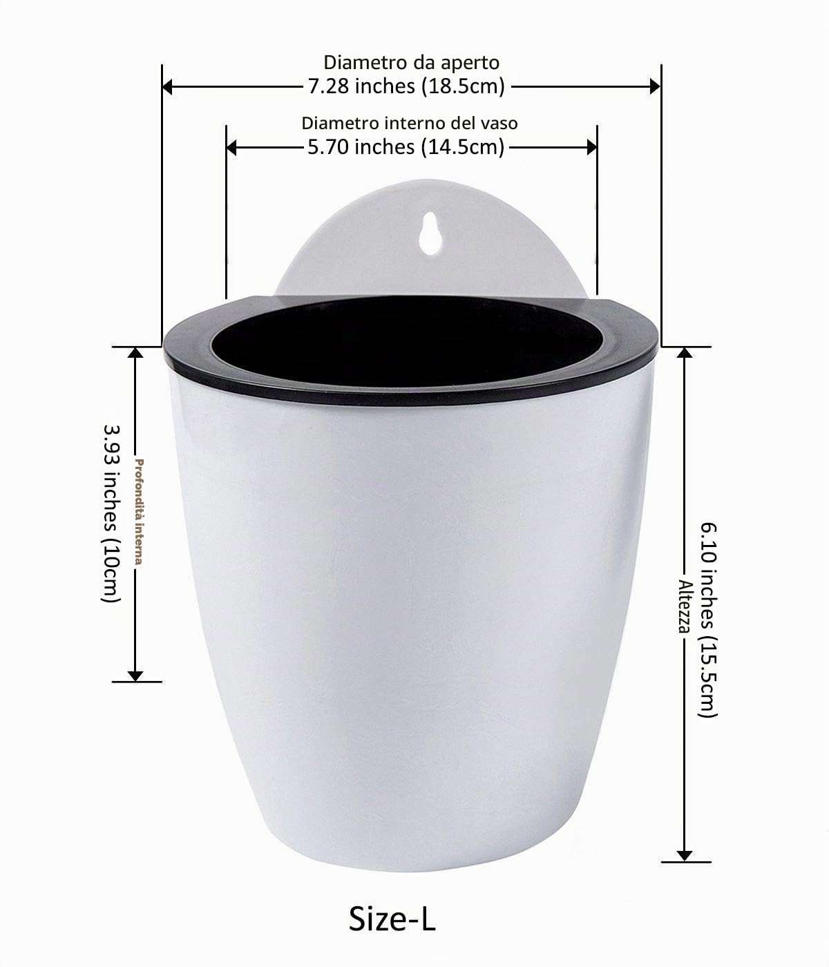 ShoppeWatch Fioriere da parete autoirriganti per piante da interno, confezione da 7, grandi, da 17,8 cm, con ganci, per ringhiere da esterno, vasi da parete per piante, fioriere da appendere alla