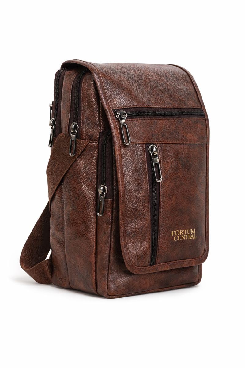 Luxury Sling Bag for Men Crossbody - Waterproof, Lightweight & Stylish Shoulder Bag With One Strap, Comfortable Leather Side Bag For Travel, Office, Biking With Secret Inner Pocket, Made in India