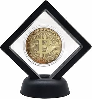GARASANI Bitcoin Set with Display Item Case and Box, Home Room Office Decoration Collector's Set (Gold)