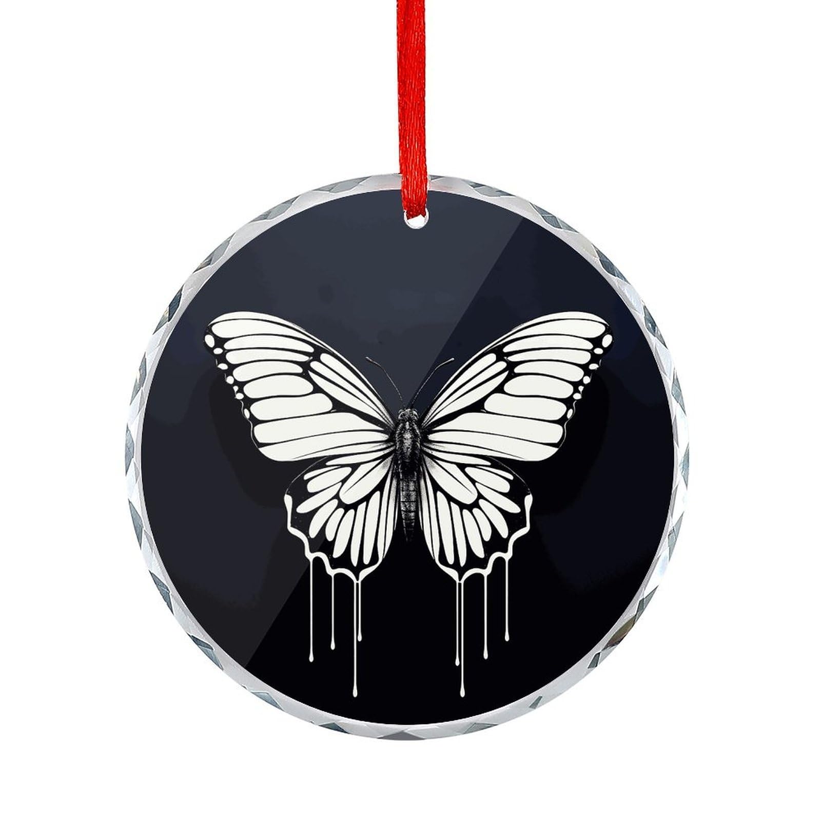 Btcowzrv Style A Black And White Butterfly Round Ornament Hanging Pendant Decor