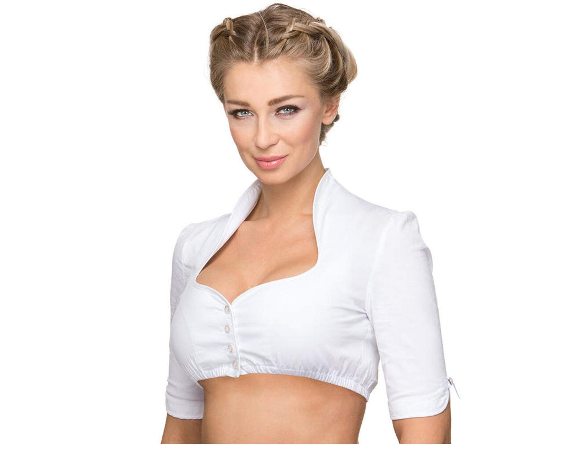 Stockerpoint Dirndlbluse Solange I Größe 32-48 I Damen Bluse mit elegantem Schalkragen & kurzen Ärmeln I Bequem & pflegeleicht I Perfekt für Trachten & Festlichkeiten