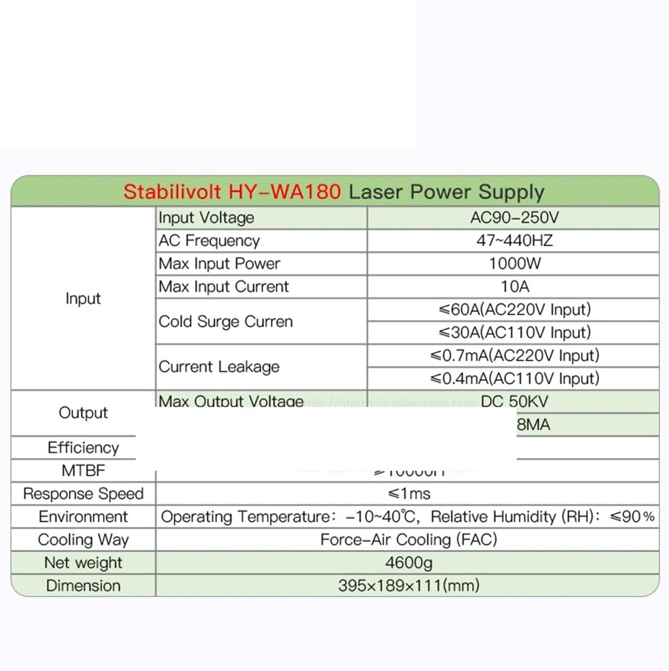 HY-WA180 Power Supply Source Cutting Engraving Machine Device 180W 110V 220V for 150W 180W