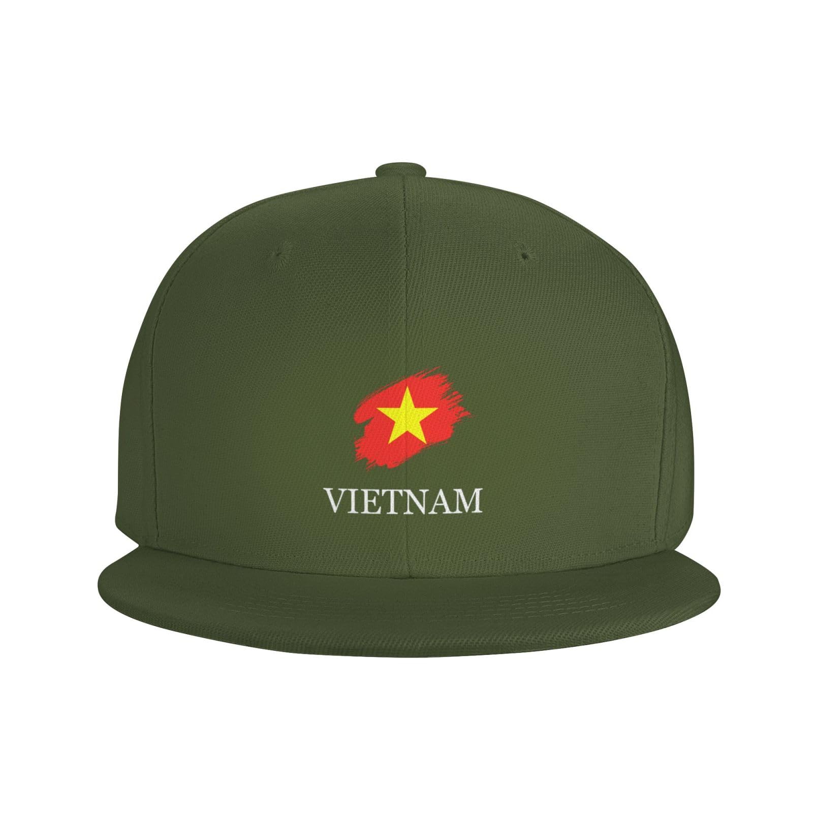 amazingtr Brush Vietnamese Vietnam Flag Baseball Cap Snapback Hat Adjustable Flat Bill Brim Trucker Dad Hats Fitted Moss Green