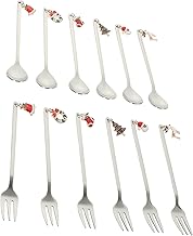 ABOOFAN 2 Conjuntos De Talheres De Natal Colher De Mistura Talheres De Aço Inoxidável Colher De Sorvete Bebidas Colher De Sabão Colher De Agitação Utensílios De Cozinha Com Tema De Natal