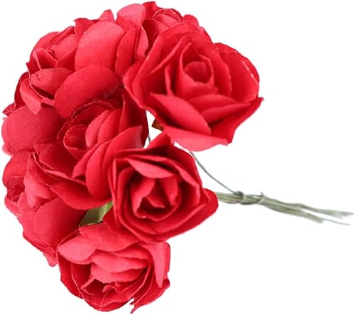 Vista 14 de Efavormart - 144 mini rosas de papel para decoración de ramos de boda