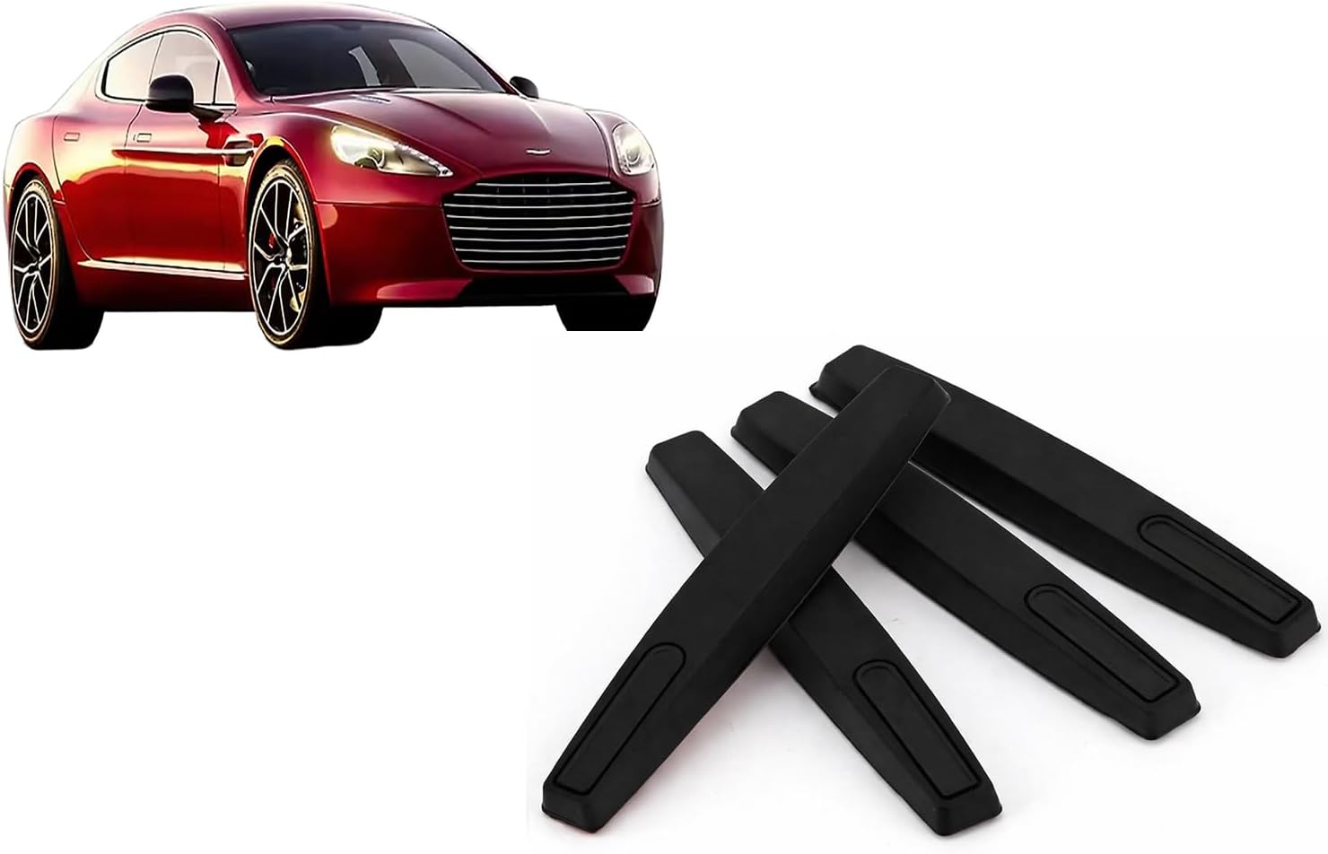 Car Accessories - Compatible with Aston Martin Rapide Accessories All - Car Door Scratch Guard - Durable & Flexible Design (Set of 4 Pieces) (Black)