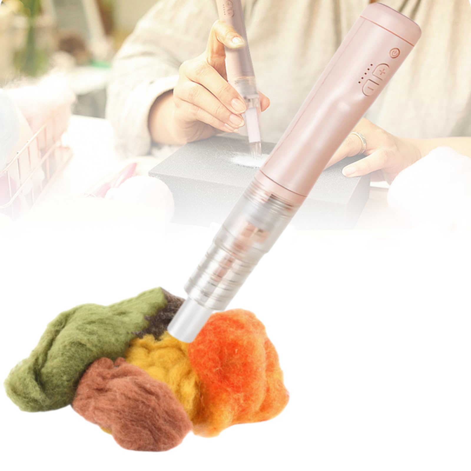 XCSCUK Electric Wool Felting Tool, Punch Style Felting Needle Tool, 5 Speed Control, 5 Needle Hole Positions,for DIY Wool Painting and Felted Craft Work (Pink)