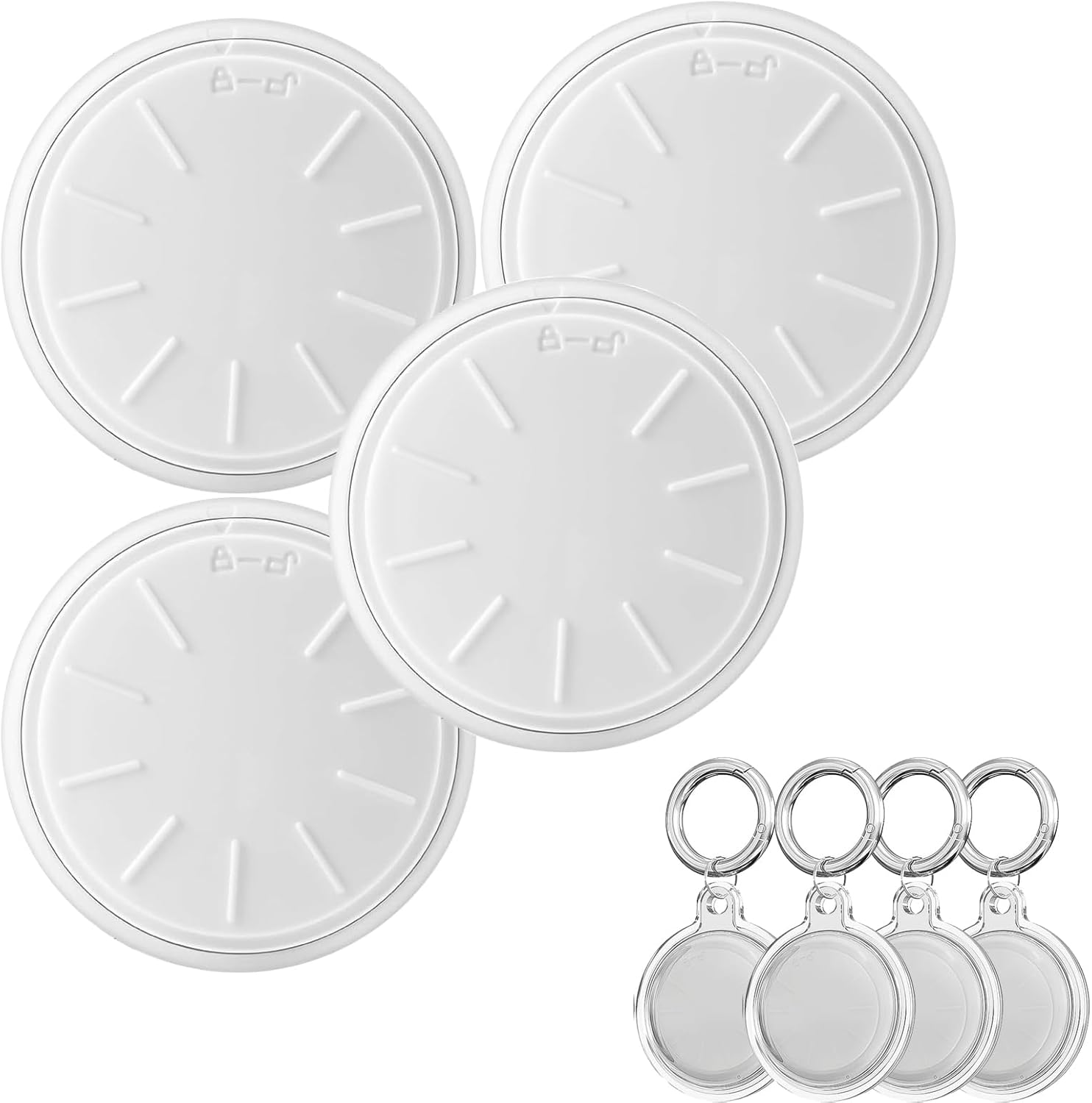 4 Pack Item Finders Work for Find My (iOS Only) Smart tag, Luggage Tracker, Key Finder, Suitable for Locator of Various Items Such as car Keys, Bags, Wallets, etc., with Waterproof Keychains