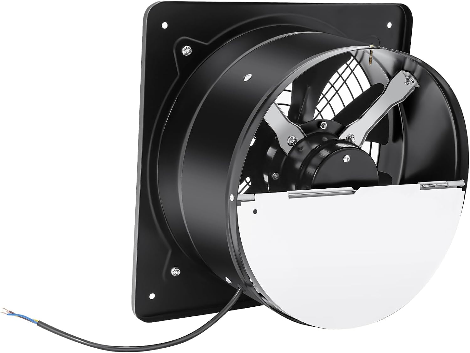 PERFERATE 12" Wall Mounted Exhaust Fan 2800RPM Industrial Commercial Metal Axial Extractor Fan Low niose Kitchen Exhaust Fan 125W Air Blower Fans for Shops, 13.77×13.77×6.69in (Black, 12-Inch)