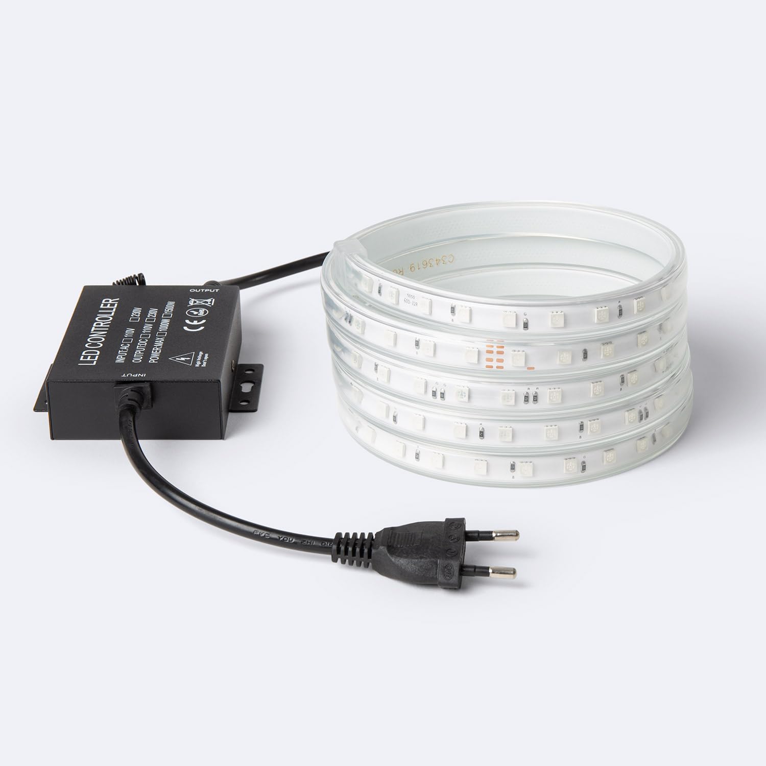 LEDKIA LIGHTING Striscia LED RGB 220 V SMD 60 LED/m 9,5 W/m Larghezza 14,5 mm Taglio 100 cm IP65 con telecomando su misura RGB 15 m