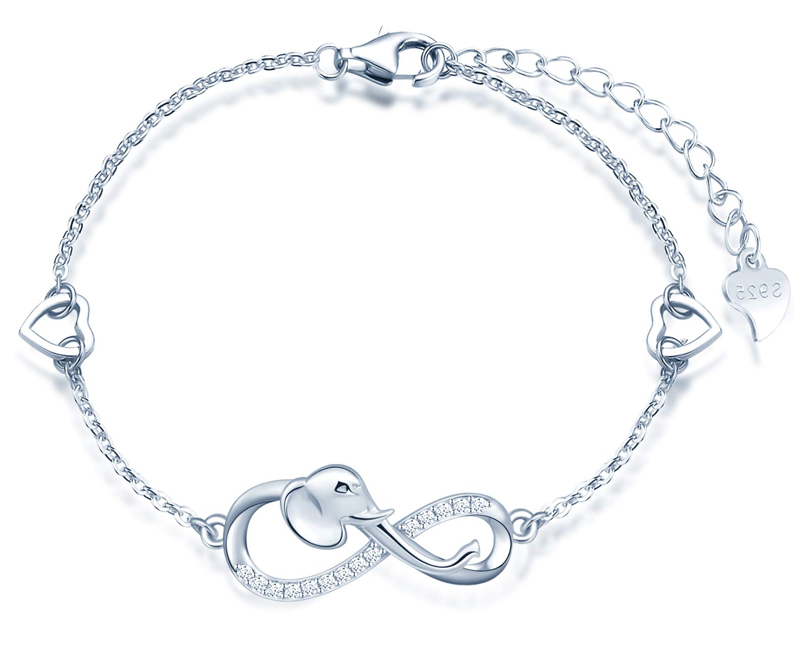 Bracciale Donna Infinito Con Elefante In Argento 925 E Zirconi – Regolabile, Simbolo Di Amore E Forza - 2