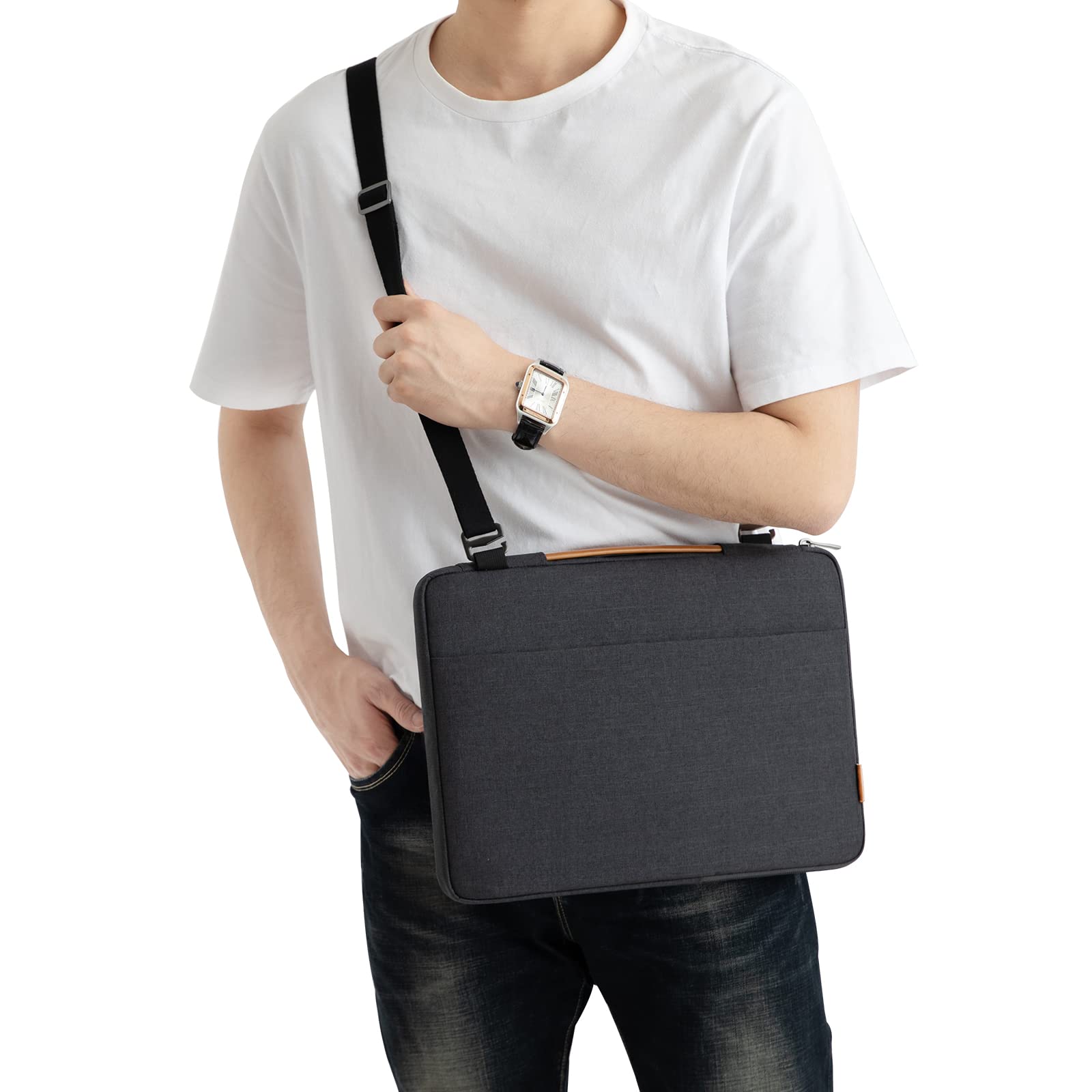 Custodia Portatile Impermeabile 15.6 Pollici - Borsa Sleeve Per Laptop, Verde Menta, Tasca Laterale - Foto 4