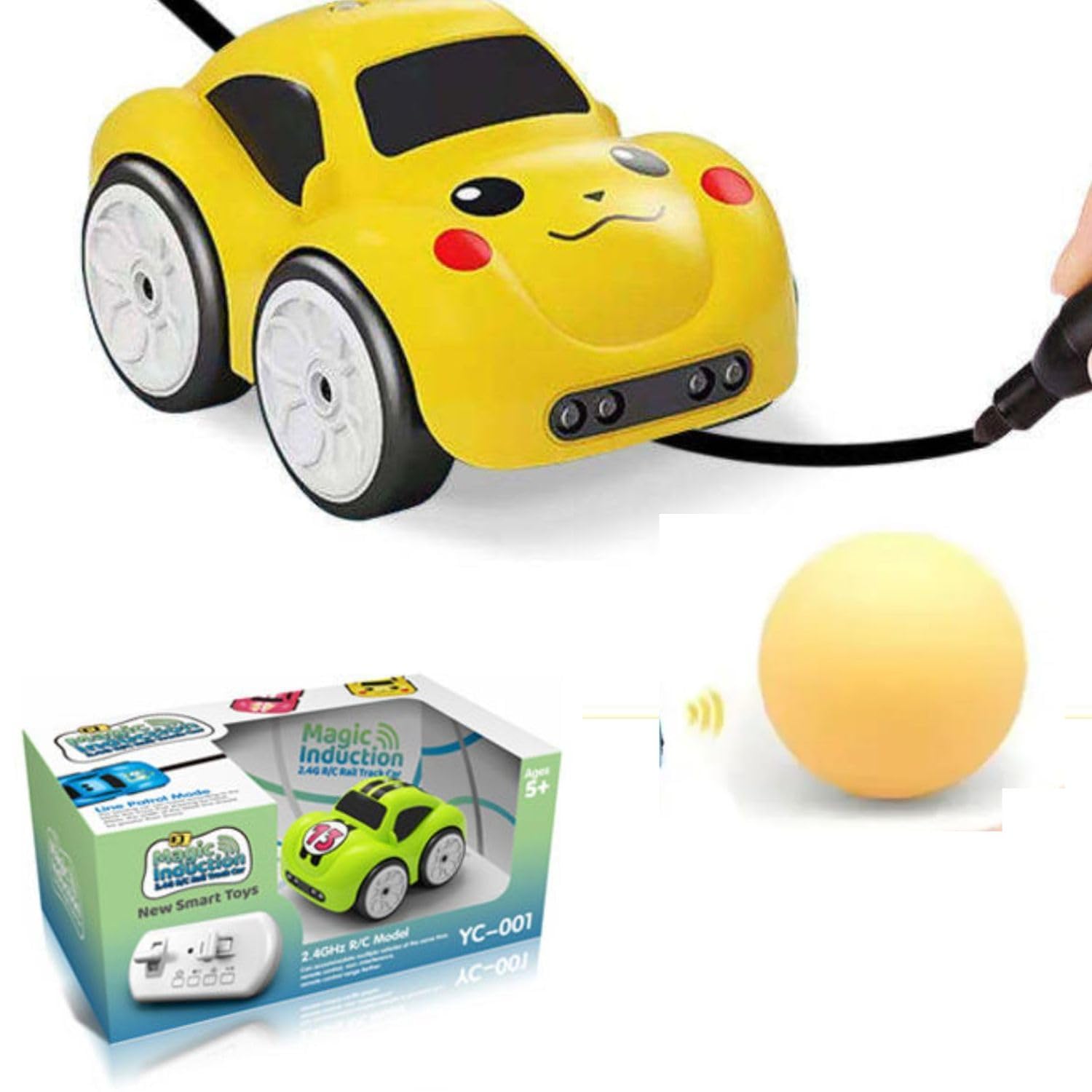 TOYIQ Magic Induction 2.4G R/C Rail Track Car for Kids β Line Patrol Mode Smart Toy Car with Remote Control, Fun Smart Toy Colorful Mini Racing Vehicle for Boys & Girls, New Smart Toys (Ages 5+)