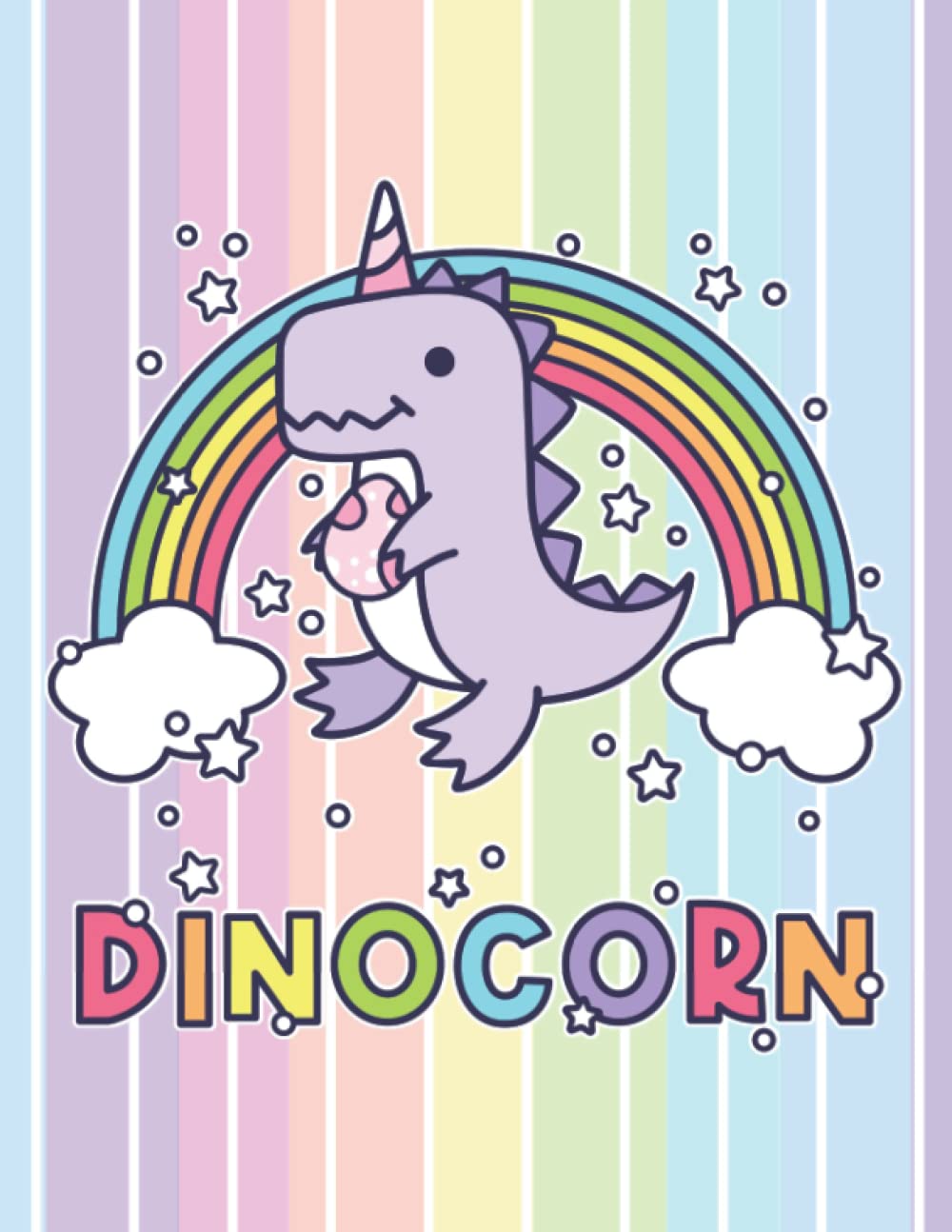 Dinocorn Dinosaur Unicorn with Rainbow 8.5 x 11 Dot Grid for Journal Notebook