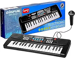 Pianinho Teclado com Microfone Tons Ritmos Gravação Iniciantes com Recursos Profissionais Função Karaokê Bigfun