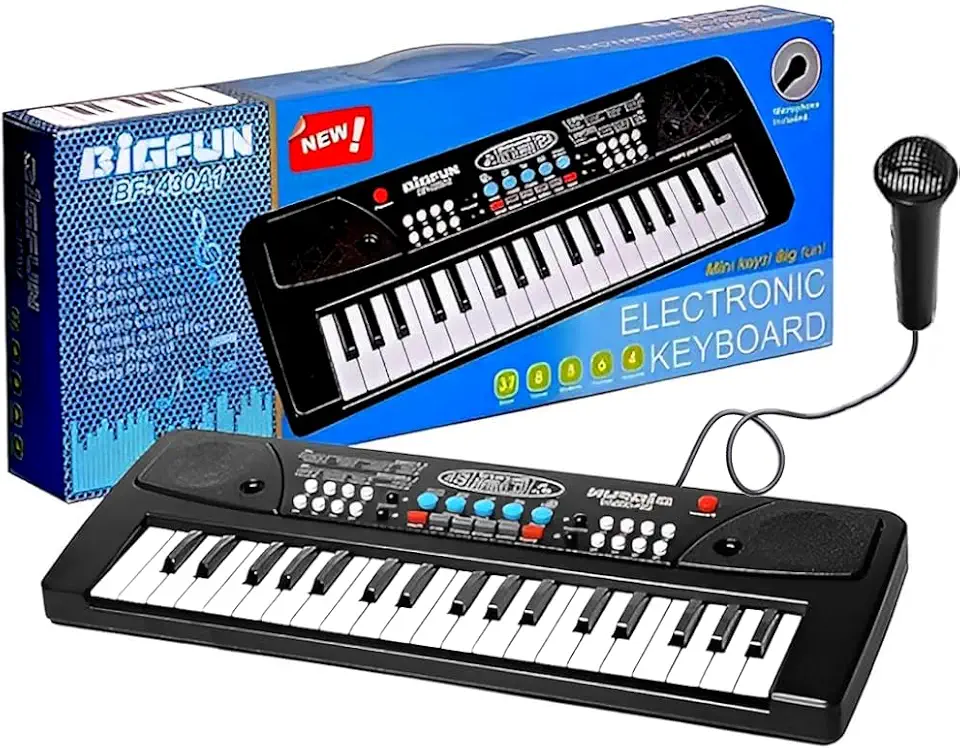 Pianinho Teclado com Microfone Tons Ritmos Gravação Iniciantes com Recursos Profissionais Função Karaokê Bigfun