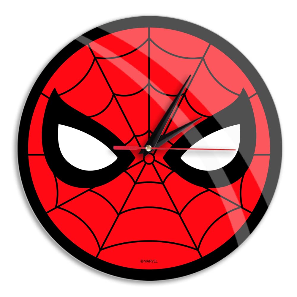 ERT GROUP Original and Officially Licensed by Marvel Wall Clock Glossy Spider Man 002 Marvel Red Silent, Unique Design, painted Metal Hands, 12" (30.5 cm)