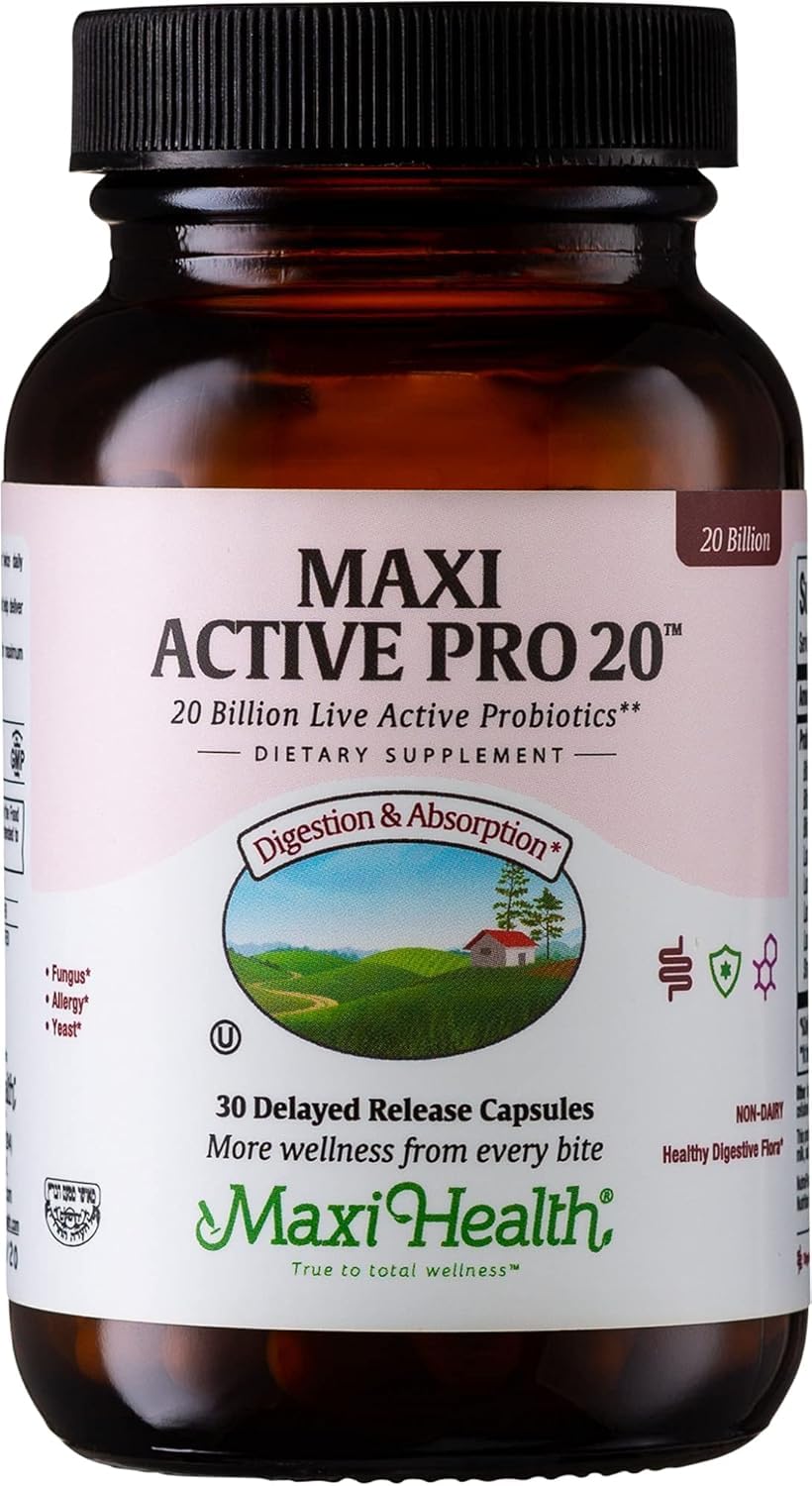 Maxi Health Probiotics for Digestive Health and Gut – 15 Strains, 20 Billion CFU Active Organisms - Probiotics for Men and Women – Daily Probiotic for