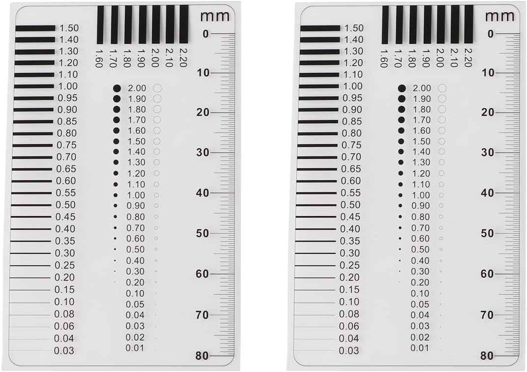 Paquete de 2 reglas de grietas, herramientas de medición de espacios, herramienta de precisión para inspección de vehículos y certificación de muebles con calibre de ancho.