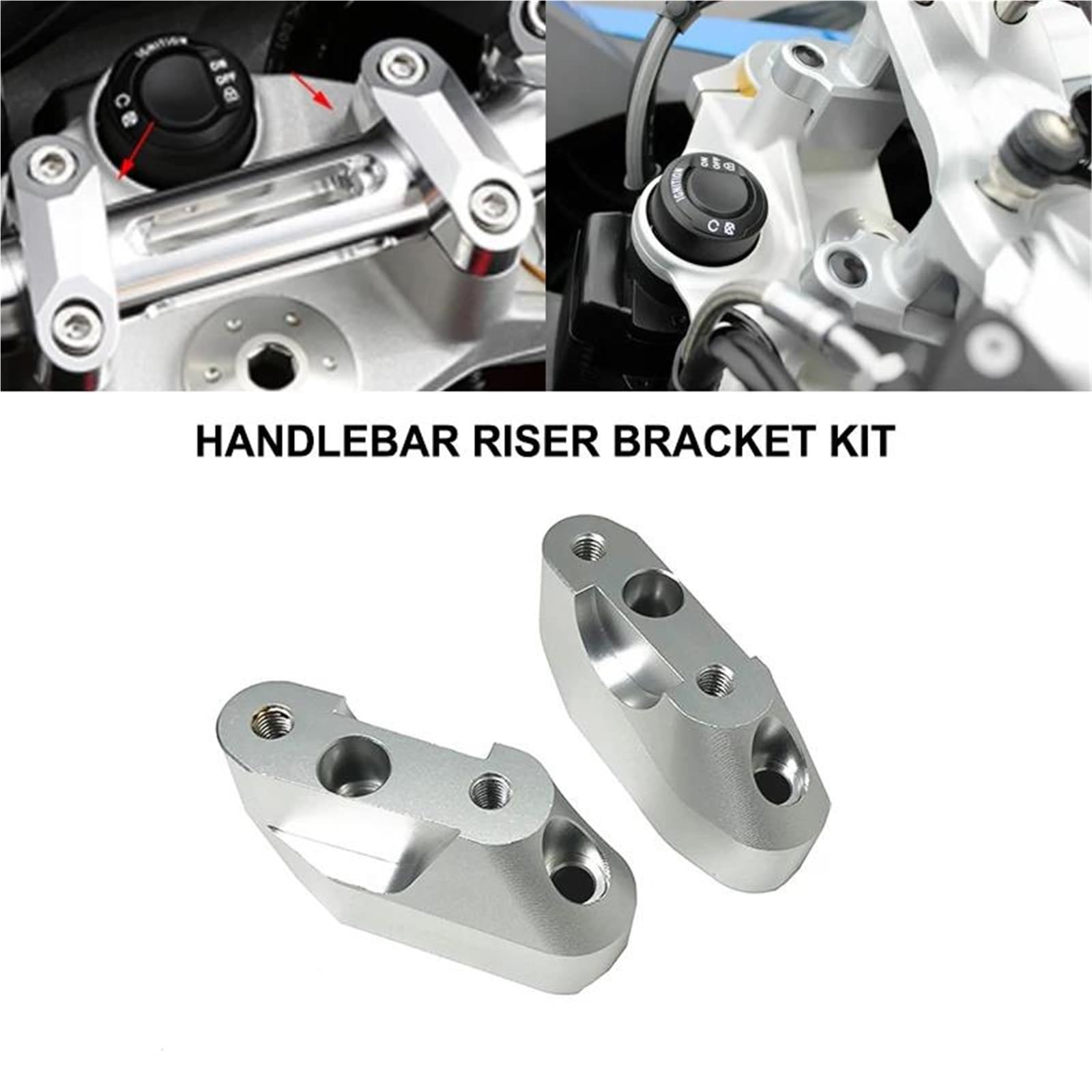Elevadores manillar motocicleta Para BMW Para R1250RS R 1250RS R1250 RS R 1250 RS 2019-2023 Kit Soporte Elevador Manillar Motocicleta(Plata)