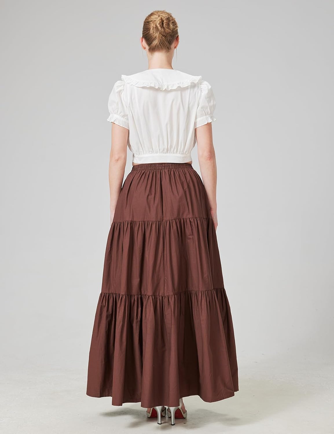 BEAUTELICATE 100% Cotton Victorian Maxi Skirt Women Gypsy Medieval Renaissance Boho Skirt Full Length - Image 3