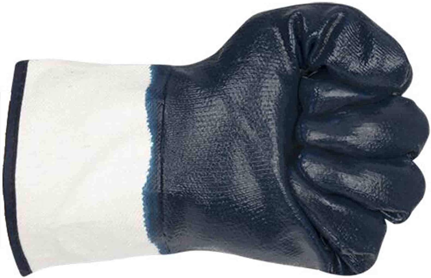 12 Pair Nitrile Safety Work Gloves - Heavy Duty, Oil & Chemical Resistant, Non-Slip Reusable Gloves for Industrial Acid And Alkali Resistant, Unisex Large Size, Blue