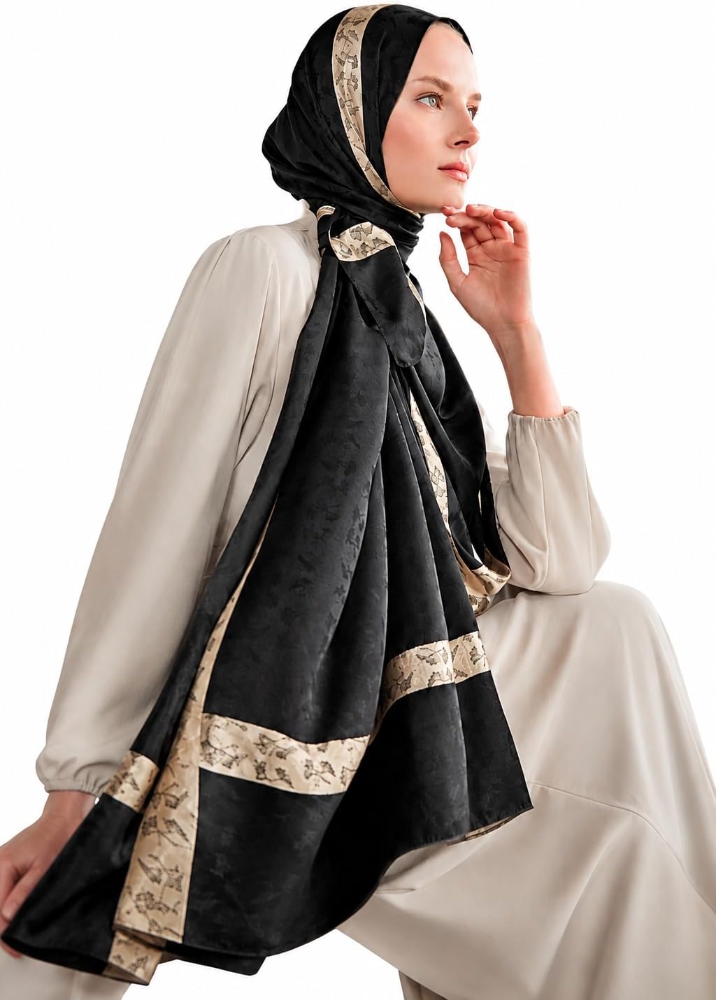 Luxury Long Hijab Scarf for Women – Premium Lightweight Head Scarf & Elegant Shawl, Soft Smooth Drape, 29.5 x 72.8 Inches, Timeless Sophisticated Wrap