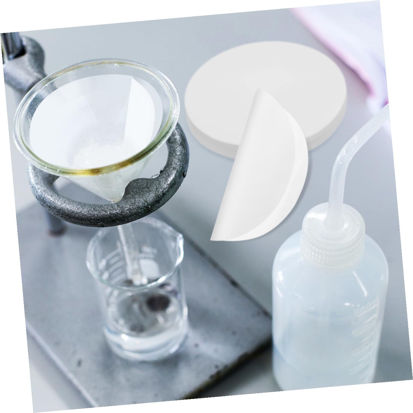 ABOOFAN 100piezas Papel De Filtro Cualitativo De Papel De Filtro De Caudal Medio Para Laboratorio