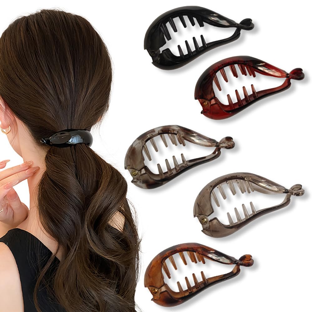 Melodio Banana Hair Clips - 5Pcs Non-Slip Hair Clutcher, Strong Hold Jaw Clips for Women, Long-Lasting Ponytail Holder, Styling Hair Accessories for Back of Head (5 Colors)-picture-12