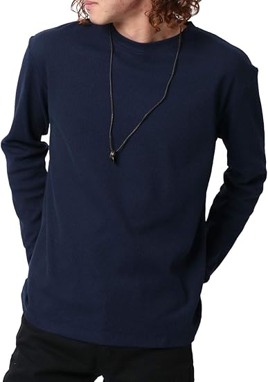 Amazon ユナイテッド Tシャツ メンズ ワッフル 無地 長袖 ネックレス 付き Tシャツ カットソー 通販